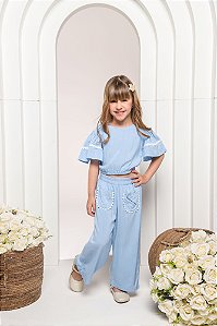 Conjunto calça de cropped viscose julia