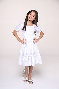 Vestido de manga laise babado