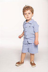 Conjunto camisa e bermuda tricoline masculino