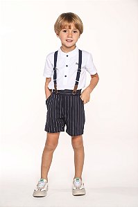 Conjunto bermuda listrada com camisa e