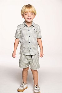 Conjunto bermuda xadrez com camisa
