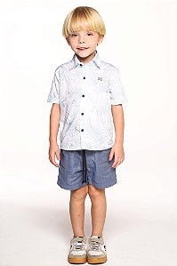 Conjunto bermuda e camisa tricoline estampado