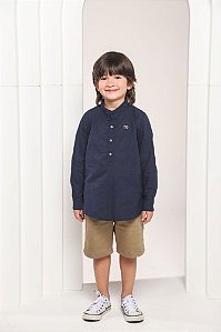 Conjunto bermuda jeans tipo malha e camisa