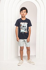 Conjunto bermuda sarjinha com camiseta malha