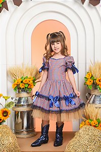 VESTIDO JUNINO XADREZ COM LACOS