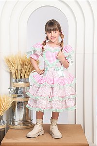 VESTIDO FLORZINHA E XADREZ JUNINO