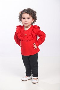 CONJUNTO CALÇA E BATA COM BABADO EM TRICOLINE