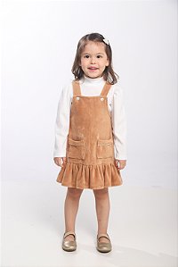 CONJ SALOPETE DE VELUDO COM BLUSINHA