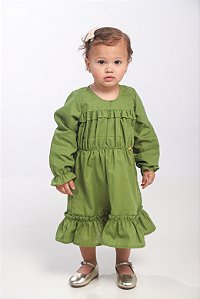 VESTIDO COM PREGA E BABADO