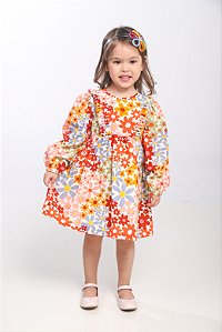 VESTIDO VISCOSE FLORES COLORIDAS