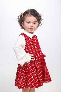 CONJ VESTIDO TWEED COM CAMISA DE VISCOSE