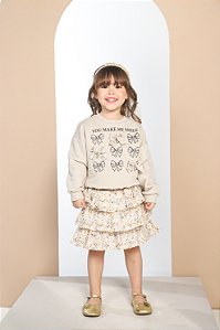 CONJ SAIA 3 MARIAS COM MOLETOM COM LAÇO