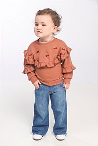 CONJ CALÇA JEANS COM BLUSA CEREJAS