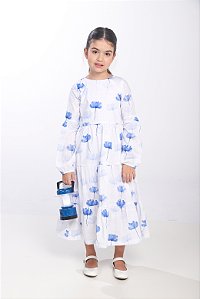 VESTIDO DE VISCOSE FLORAL MIDI