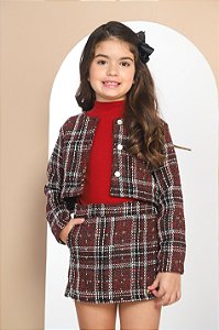 CONJ SHORTS SAIA CASACO DE TWEED E BLUSA DE GOLA