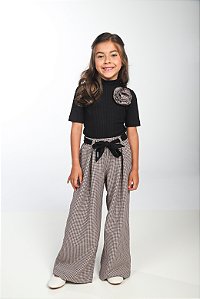 CONJ CALÇA PIEDE DE POULE COM BLUSA DE ROSA