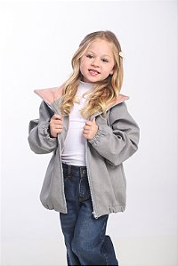 JAQUETA ACOLCHOADA GOLA ROSA