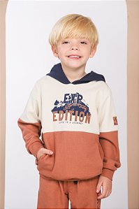 CONJ CALÇA E BLUSA COM RECORTES DE MOLETOM