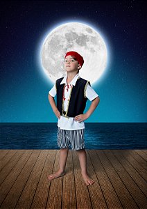 CONJ BERMUDA COM CAMISA E COLETE PIRATA