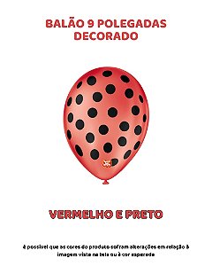 BALÃO 9 POLEGADAS C/25UN VERMELHO E PRETO - SÃO ROQUE