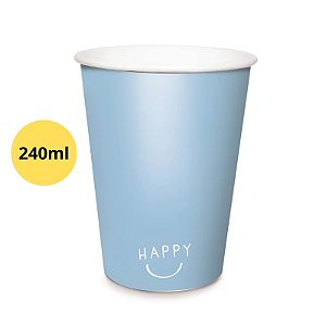 COPO DE PAPEL AZUL CLARO 240ML C/8 - CROMUS