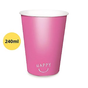 COPO DE PAPEL PINK 240ML C/8 - CROMUS