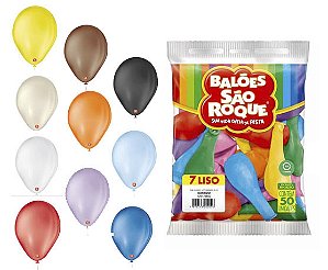 BALÃO LISO 7 POLEGADAS C/50UN - SÃO ROQUE