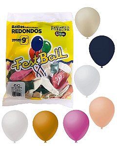 BALÃO 9 POLEGADAS LISO C/50UN - FEST BALL