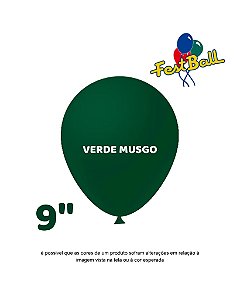 BALÃO 9 POLEGADAS LISO C/50UN VERDE MUSGO - FEST BALL