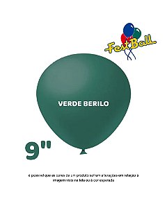 BALÃO 9 POLEGADAS LISO C/50UN VERDE BERILO - FEST BALL