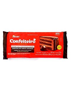 COBERTURA CONFEITEIRO CHOCOLATE MEIO AMARGO EM BARRA 1,010kg - HARALD