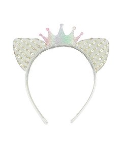 TIARA PARA CABELO MALUCO ORELHINHA DE GATO E COROA