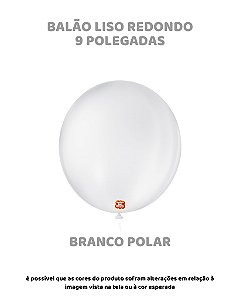 BALÃO 9 POLEGADAS LISO REDONDO C/50UN BRANCO POLAR - SÃO ROQUE