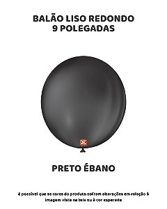 BALÃO 9 POLEGADAS LISO REDONDO C/50UN PRETO EBANO - SÃO ROQUE