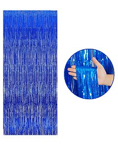 CORTINA DECORATIVA METALIZADA HOLOGRÁFICA 1X2m - AZUL
