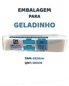 PACOTE C/580UN SACO PARA GELADINHO 4X24cm - ABPLASTIC