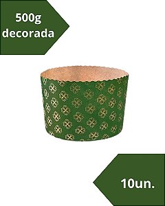 FORMA DE PAPEL DECORADA PARA PANETONE / CHOCOTONE C/10UN VERDE 500g - ECOPACK (NATAL)