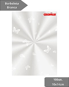 SACO TRANSPARENTE 10X14cm BORBOLETA BRANCA C/100un - CROMUS