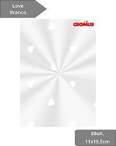 SACO TRANSPARENTE 11X19,5cm LOVE BRANCO C/50un - CROMUS