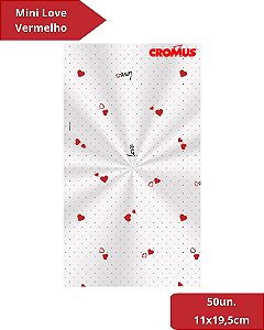 SACO TRANSPARENTE 11X19,5cm MINI LOVE VERMELHO C/50un - CROMUS