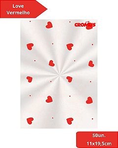 SACO TRANSPARENTE 11X19,5cm LOVE VERMELHO C/50un - CROMUS