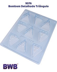 FORMA DE ACETATO COM SILICONE BOMBOM DETALHADO TRIÂNGULO (9576) - BWB (NATAL)