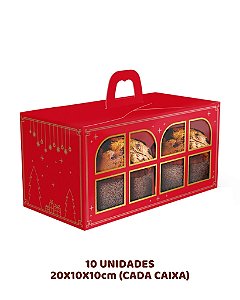 CAIXA 2 MINI PANETONES COM VISOR E ALÇA C/10UN - NATAL LUZ - IDEIA (NATAL)