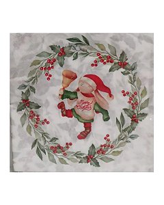 GUARDANAPO BRANCO COM ESTAMPA DE NATAL - RIO MASTER (NATAL)