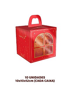 CAIXA MINI PANETONE 100g JANELA COM ALÇA C/10UN - 5672 - IDEIA (NATAL)
