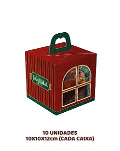 CAIXA MINI PANETONE 100g JANELA COM ALÇA C/10UN - C5744 - IDEIA (NATAL)