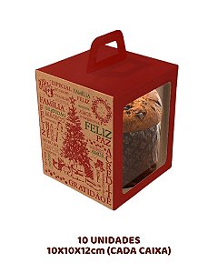 CAIXA MINI PANETONE 100g SOFT COM VISOR E ALÇA C/10UN - 5643 - IDEIA (NATAL)