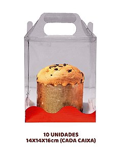 MALETA CRISTAL FUNDO VERMELHO PANETONE 500g C/10UN - C5637 - IDEIA (NATAL)