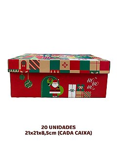 CAIXA QUADRADA C/20UN PACOTINHOS DO NOEL - JR EMBAHLAGEM