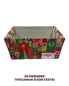 CESTA M TRAPÉZIO C/20UN PACOTINHOS DO NOEL - JR EMBAHLAGEM